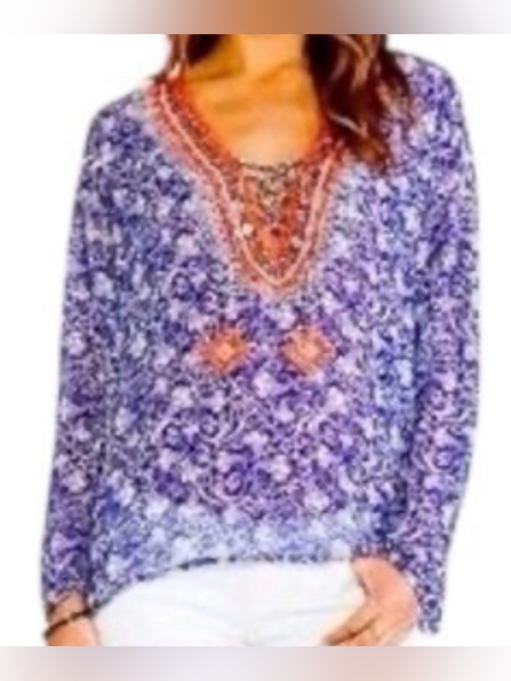 TAJ Sabrina Crippa Beaded 100% Silk Lightweight Top XS - Picture 11 of 13